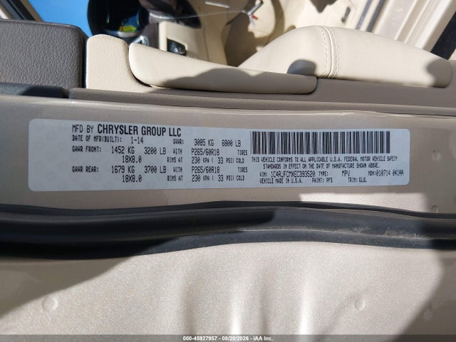 Aukcja sprzedaży 2014 Jeep Grand Cherokee Overland, vin: 1C4RJFCMXEC393520, numer aukcji: 45927957