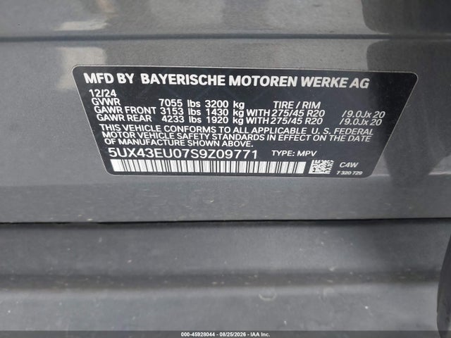 5UX43EU07S9Z09771 BMW X5 Phev Xdrive50e