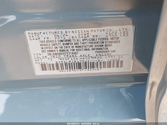 45928153 :رقم المزاد ، 3N1AB9DV3TY314487 vin ، 2026 Nissan Sentra Sr مزاد بيع