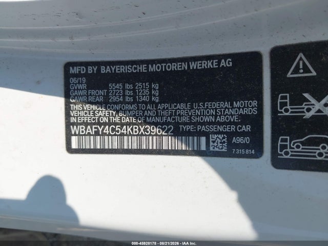 Aukcja sprzedaży 2019 Bmw M850i Xdrive, vin: WBAFY4C54KBX39622, numer aukcji: 45928178