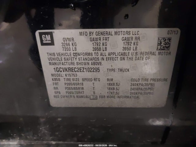 Продаж на аукціоні авто 2014 Chevrolet Silverado 1500 Lt, vin: 1GCVKREC2EZ102295, номер лоту: 45928222