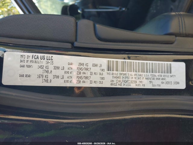 45928260 :رقم المزاد ، 1C4RJFAGXFC182994 vin ، 2015 Jeep Grand Cherokee Laredo مزاد بيع