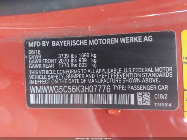 Продажа на аукционе авто 2019 Mini Convertible Cooper, vin: WMWWG5C56K3H07776, номер лота: 45928265