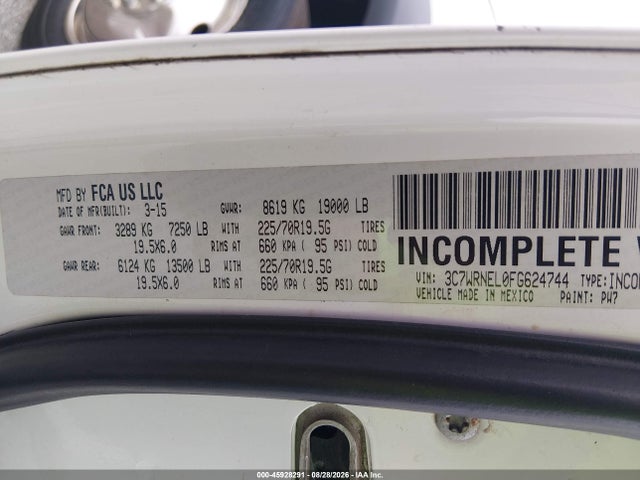Aukcja sprzedaży 2015 Ram 5500 Chassis Tradesman/slt/laramie, vin: 3C7WRNEL0FG624744, numer aukcji: 45928291