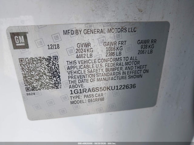 Chevrolet VOLT LT 2019 1G1RA6S50KU122636 Image 9