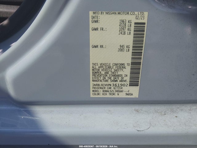 Продажа на аукционе авто 2023 Nissan Altima Sr Fwd, vin: 1N4BL4CVXPN361902, номер лота: 45928367