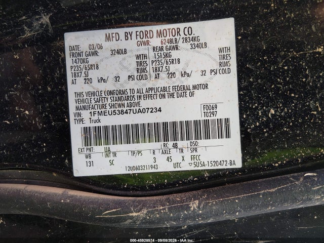 Продажа на аукционе авто 2007 Ford Explorer Sport Trac Limited, vin: 1FMEU53847UA07234, номер лота: 45928574