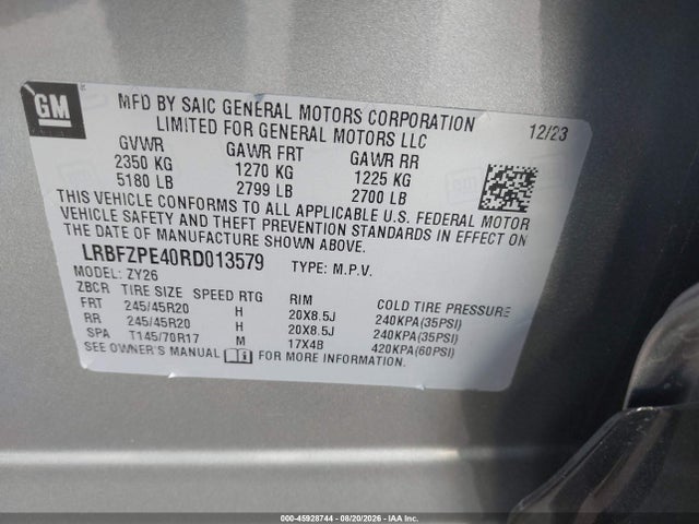 Продажа на аукционе авто 2024 Buick Envision Sport Touring Awd, vin: LRBFZPE40RD013579, номер лота: 45928744