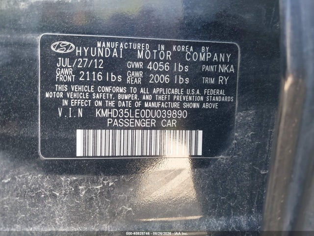 45928746 :رقم المزاد ، KMHD35LE0DU039890 vin ، 2013 Hyundai Elantra Gt مزاد بيع