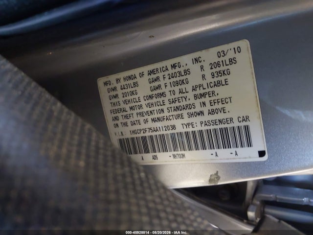Продажа на аукционе авто 2010 Honda Accord 2.4 Ex, vin: 1HGCP2F75AA112038, номер лота: 45928814