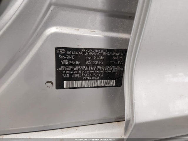 Продажа на аукционе авто 2019 Hyundai Sonata Sel, vin: 5NPE34AF7KH743414, номер лота: 45928838