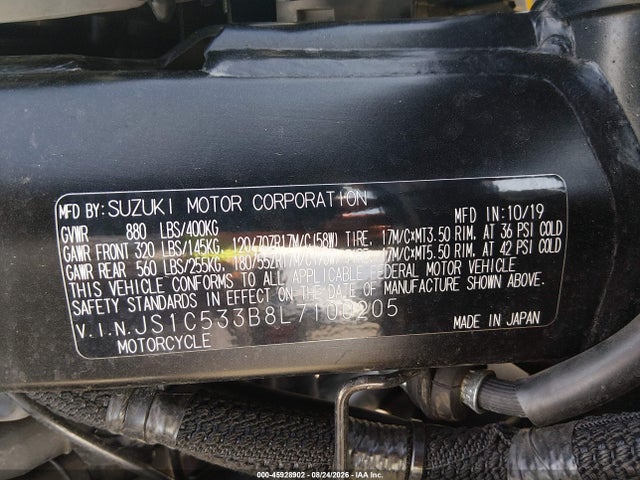 Suzuki Gsx-s750 M/z 2020 JS1C533B8L7100205 Image 10