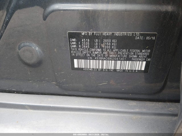 Aukcja sprzedaży 2016 Subaru Legacy 2.5i Premium, vin: 4S3BNAC68G3061461, numer aukcji: 45928904