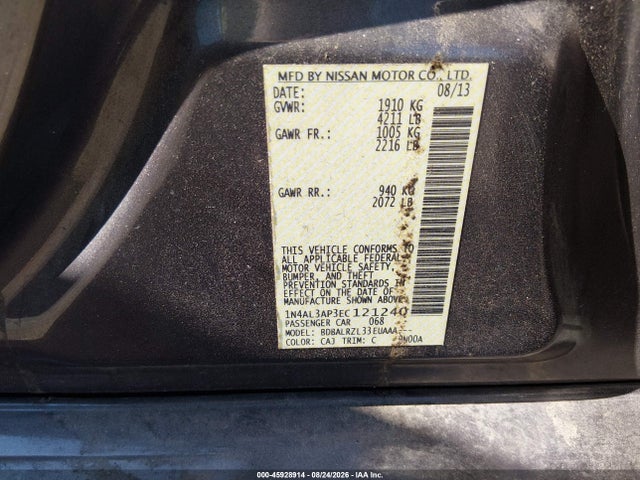Продажа на аукционе авто 2014 Nissan Altima 2.5 S, vin: 1N4AL3AP3EC121240, номер лота: 45928914