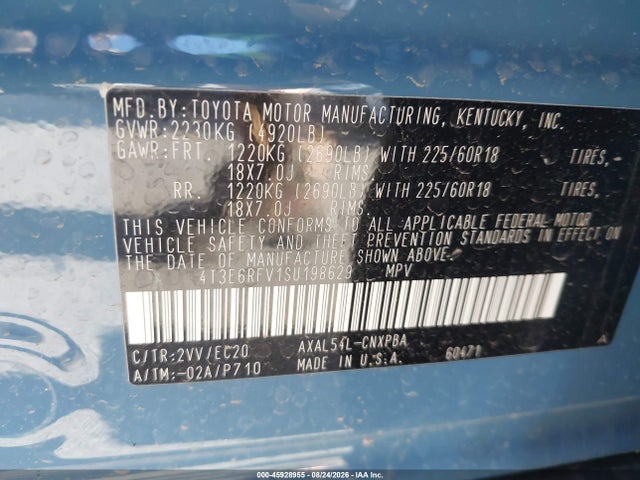 2025 Toyota Rav4 Xse მანქანა იყიდება აუქციონზე, vin: 4T3E6RFV1SU198629, აუქციონის ნომერი: 45928955