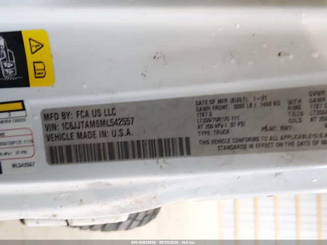 2021 Jeep Gladiator Willys 4x4 მანქანა იყიდება აუქციონზე, vin: 1C6JJTAM6ML542557, აუქციონის ნომერი: 45928996