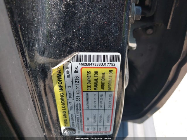 45929030 :رقم المزاد ، 4M2EU47E38UJ17752 vin ، 2008 Mercury Mountaineer مزاد بيع