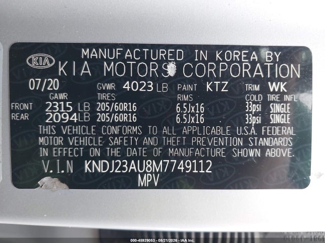 2021 Kia Soul S მანქანა იყიდება აუქციონზე, vin: KNDJ23AU8M7749112, აუქციონის ნომერი: 45929053