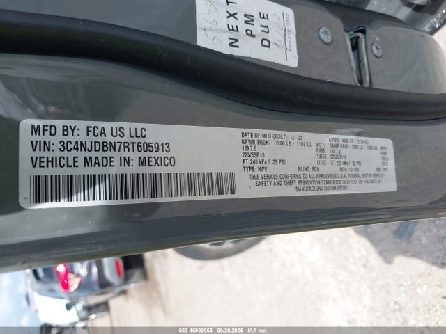 45929065 :رقم المزاد ، 3C4NJDBN7RT605913 vin ، 2024 Jeep Compass Latitude 4x4 مزاد بيع