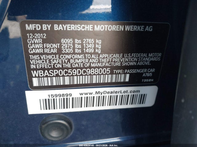 45929145 :رقم المزاد ، WBASP0C59DC988005 vin ، 2013 Bmw 550i Gran Turismo Xdrive مزاد بيع