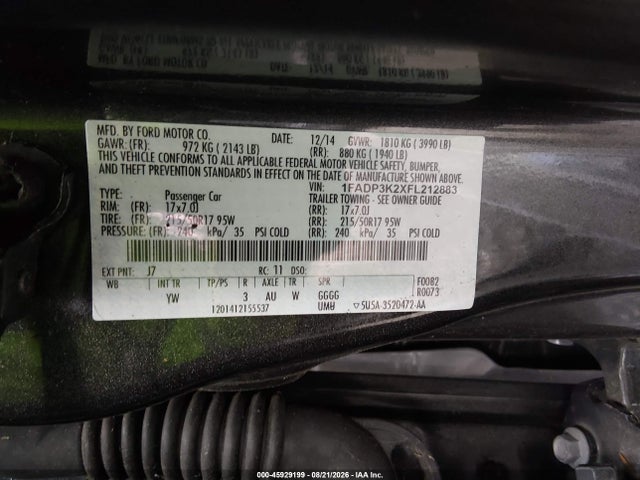 Продажа на аукционе авто 2015 Ford Focus Se, vin: 1FADP3K2XFL212883, номер лота: 45929199
