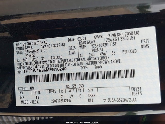 Ford F-150 Xlt 2021 1FTFW1E86MFB16240 Image 9
