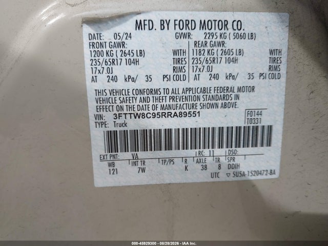 Ford Maverick Xlt 2024 3FTTW8C95RRA89551 Image 9
