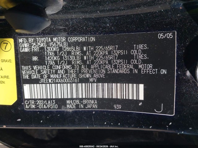 2006 Toyota Highlander Hybrid Limited V6 მანქანა იყიდება აუქციონზე, vin: JTEEW21AX60003161, აუქციონის ნომერი: 45929342