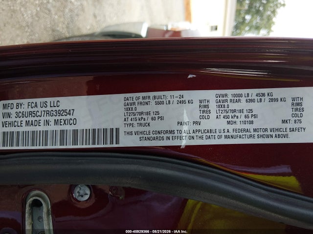 Продажа на аукционе авто 2024 Ram 2500 Tradesman  4x4 6'4 Box, vin: 3C6UR5CJ7RG392547, номер лота: 45929366