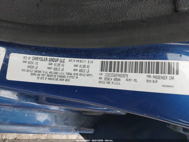 Aukcja sprzedaży 2015 Chrysler 200 S, vin: 1C3CCCDG2FN523579, numer aukcji: 45929421