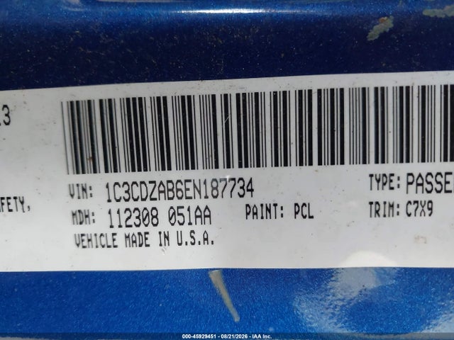 45929451 :رقم المزاد ، 1C3CDZAB6EN187734 vin ، 2014 Dodge Avenger Se مزاد بيع