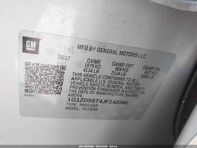 2018 Chevrolet Malibu Lt მანქანა იყიდება აუქციონზე, vin: 1G1ZD5ST4JF142066, აუქციონის ნომერი: 45929469