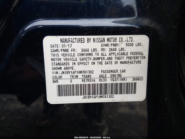 Infiniti Q70 3.7 2017 JN1BY1AP1HM741302 Image 9