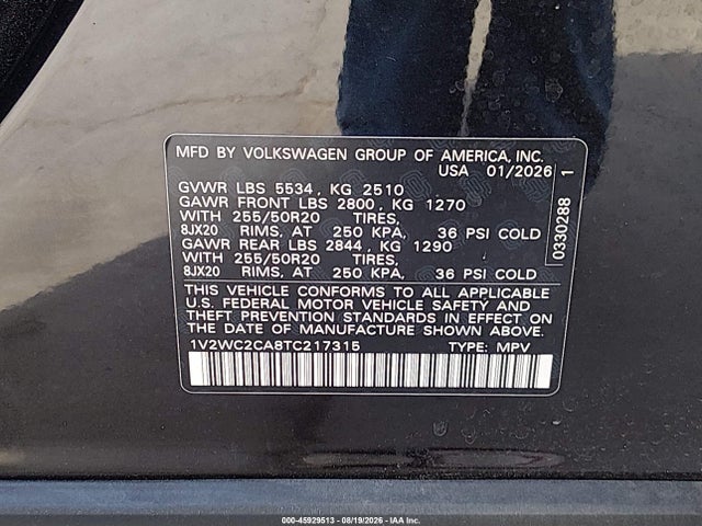 Продаж на аукціоні авто 2026 Volkswagen Atlas Cross Sport Se With Technology, vin: 1V2WC2CA8TC217315, номер лоту: 45929513
