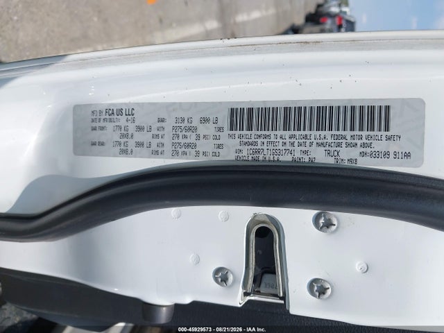 Aukcja sprzedaży 2016 Ram 1500 Big Horn, vin: 1C6RR7LT1GS317741, numer aukcji: 45929573