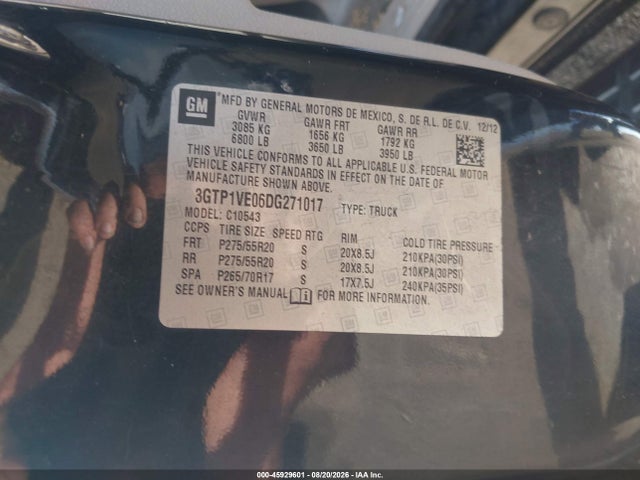 Aukcja sprzedaży 2013 Gmc Sierra 1500 Sle, vin: 3GTP1VE06DG271017, numer aukcji: 45929601