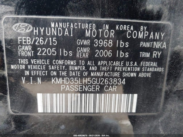 2016 Hyundai Elantra Gt მანქანა იყიდება აუქციონზე, vin: KMHD35LH5GU263834, აუქციონის ნომერი: 45929670