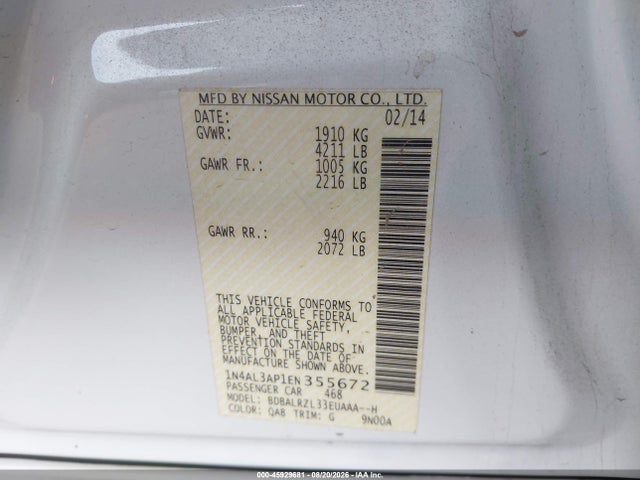 Nissan Altima 2.5 S 2014 1N4AL3AP1EN355672 Image 9