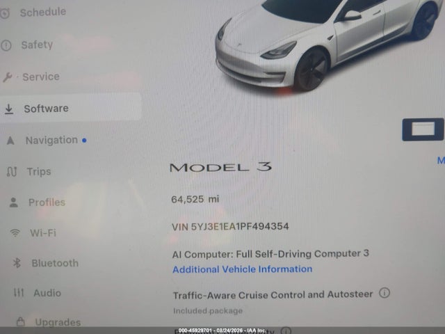 5YJ3E1EA1PF494354 Tesla Model 3 Rear-wheel Drive