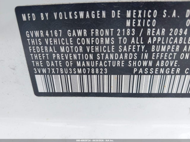 2025 Volkswagen Jetta Se მანქანა იყიდება აუქციონზე, vin: 3VW7X7BU3SM078823, აუქციონის ნომერი: 45929724