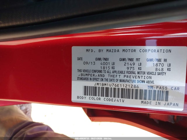 Aukcja sprzedaży 2014 Mazda Mazda3 I Sport, vin: JM1BM1U76E1121286, numer aukcji: 45929733