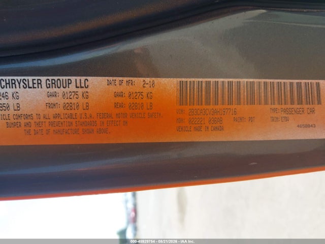 Продаж на аукціоні авто 2010 Dodge Charger Sxt, vin: 2B3CA3CV3AH197716, номер лоту: 45929754