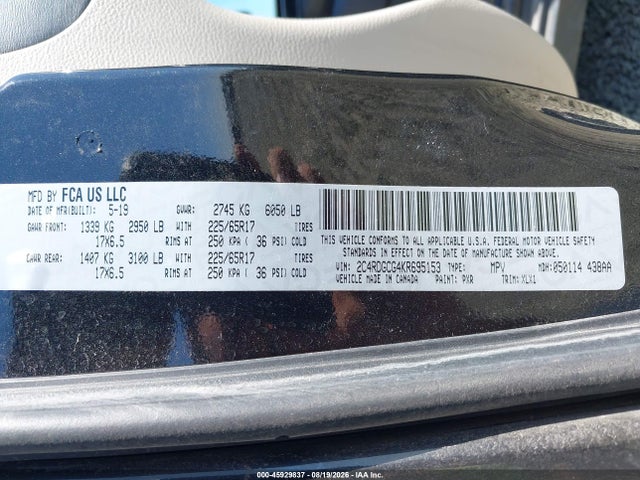 2C4RDGCG4KR695153 Dodge Grand Caravan Sxt