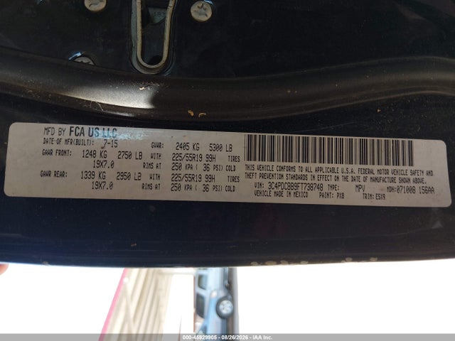 3C4PDCBB9FT738748 Dodge Journey Sxt