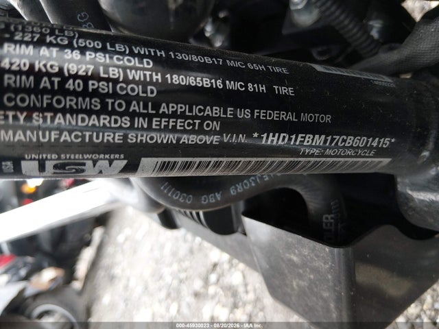 Продаж на аукціоні авто 2012 Harley-davidson Flhr Road King, vin: 1HD1FBM17CB601415, номер лоту: 45930023