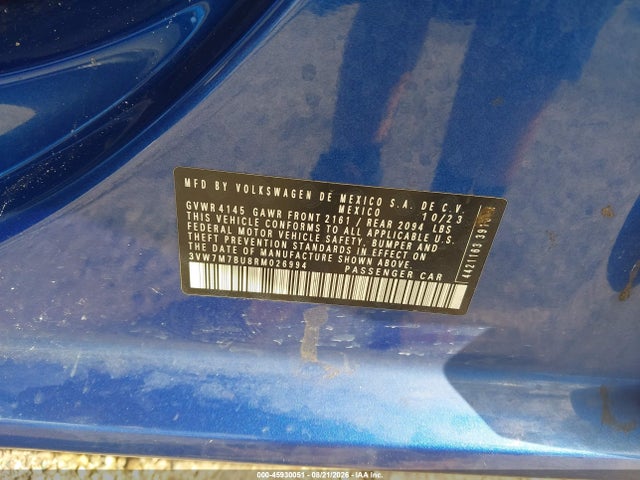 45930051 :رقم المزاد ، 3VW7M7BU8RM026994 vin ، 2024 Volkswagen Jetta 1.5t Se مزاد بيع