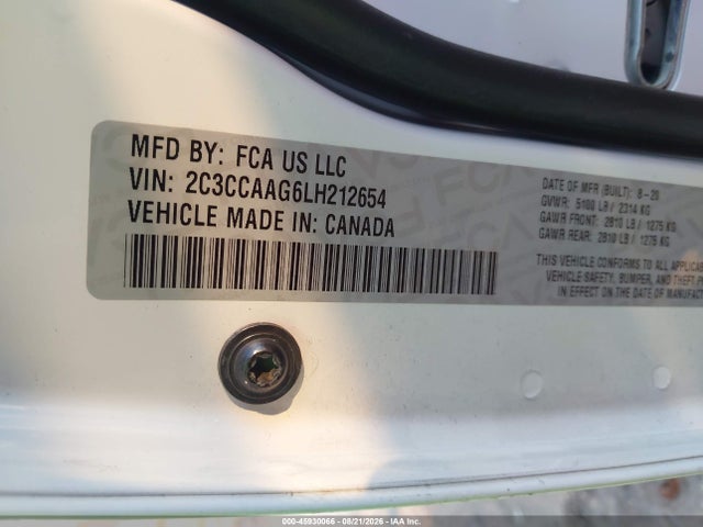 45930066 :رقم المزاد ، 2C3CCAAG6LH212654 vin ، 2020 Chrysler 300 Touring مزاد بيع