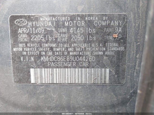 45930071 :رقم المزاد ، KMHDC86E89U044260 vin ، 2009 Hyundai Elantra Touring مزاد بيع