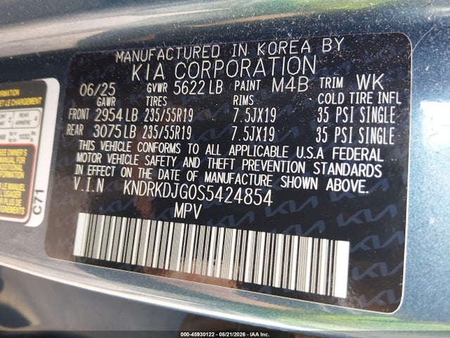 Продаж на аукціоні авто 2025 Kia Sorento Hybrid Sx Prestige, vin: KNDRKDJG0S5424854, номер лоту: 45930122