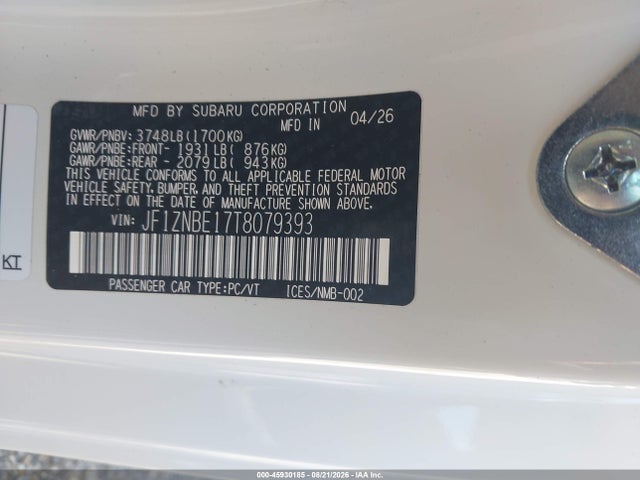 Продаж на аукціоні авто 2026 Toyota Gr86 Premium, vin: JF1ZNBE17T8079393, номер лоту: 45930185